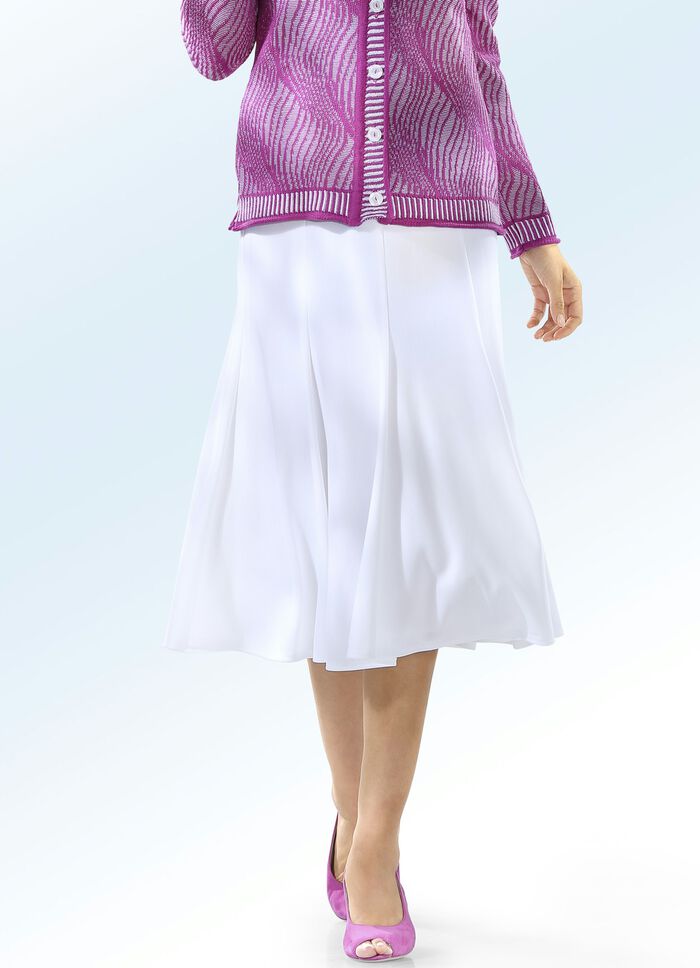 8-Bahnenrock mit glockig schwingendem Saum ECRU