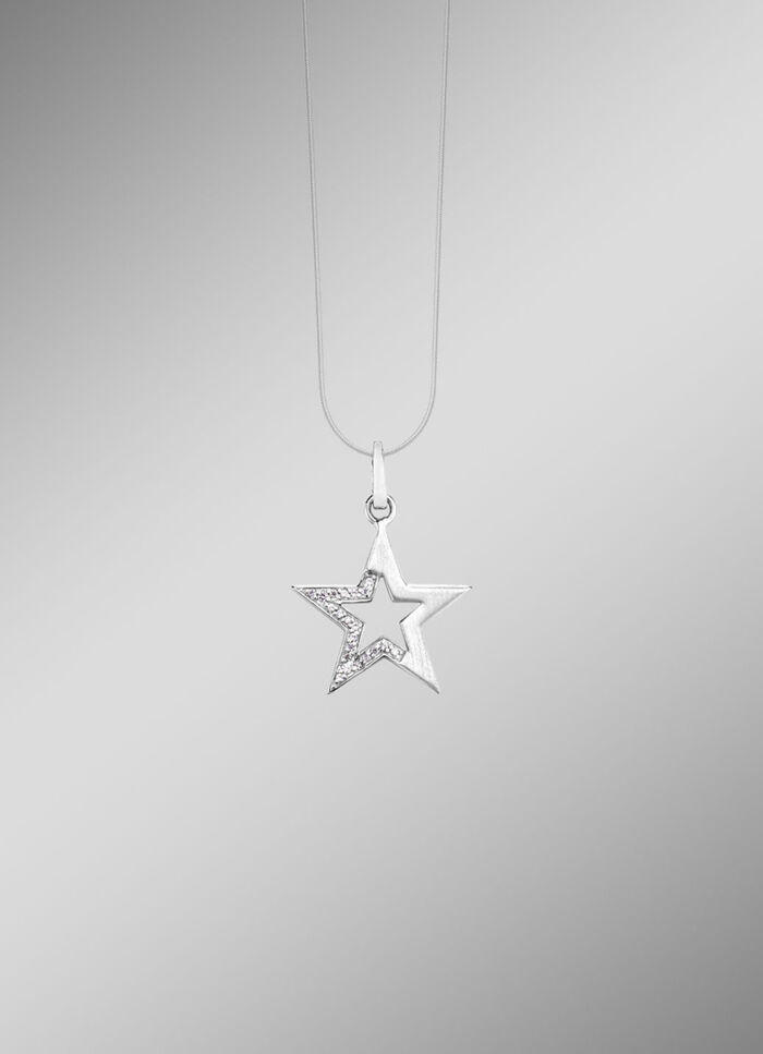 Mattierter Stern-Anhänger mit synth. Zirkonia 