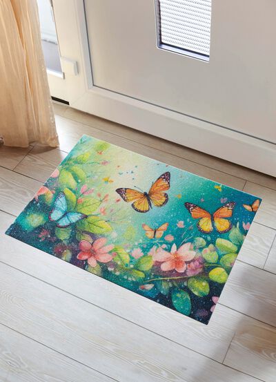 Fussmatte Schmetterlinge mit rutschhemmend beschichteter R&uuml;ckseite 