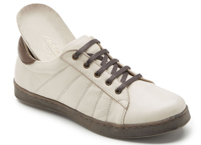 Andrea Conti Schnür-Sneaker mit rückwärtigem Kontrast-Besatz BEIGE