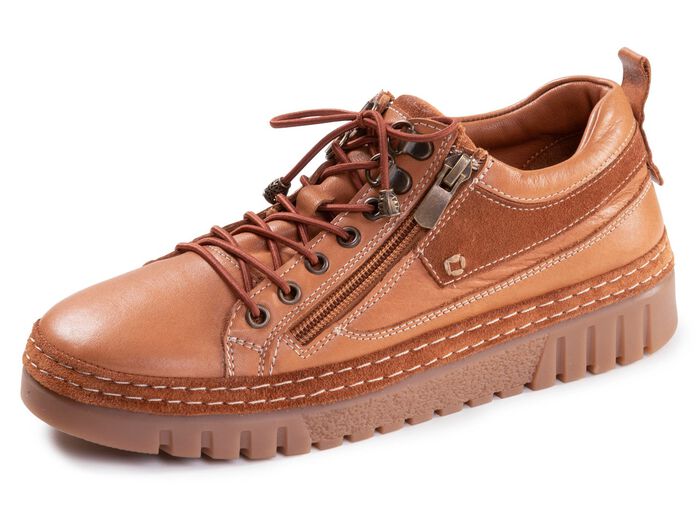 Gemini, schicke Damen-Schn&uuml;rschuhe, Weite G, mit herausnehmbarem Fussbett COGNAC