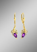Edle Ohrringe mit Amethyst und 4 Diamanten 