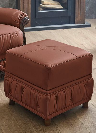 Polsterm&ouml;bel aus Massivholz mit echtem Leder-Bezug 