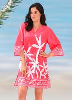 Tunika mit Palmendruck, reine Baumwolle KORALLE-WEISS