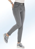 Knöchellange Jeans mit modischer Saumfärbung GRAU