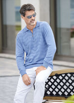 Klassischer Polopullover mit Strukturdessin MITTELBLAU MELIERT
