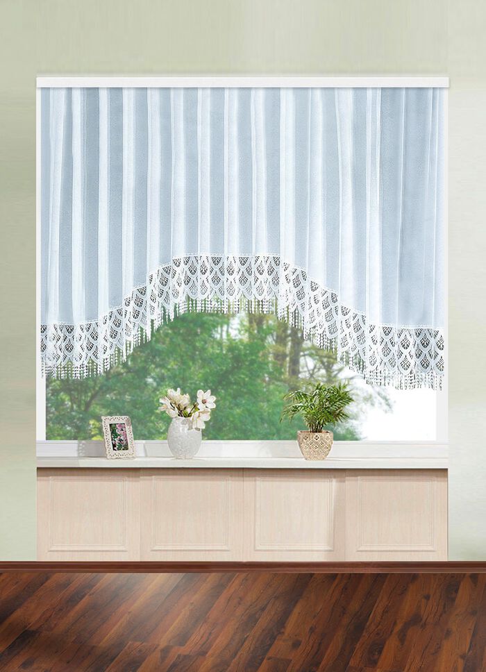 C-Bogen-Vorhang mit Plauener Spitze 