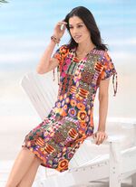 Laurina Kleid mit farbbrillantem Druckdessin und kurzen &Auml;rmeln 