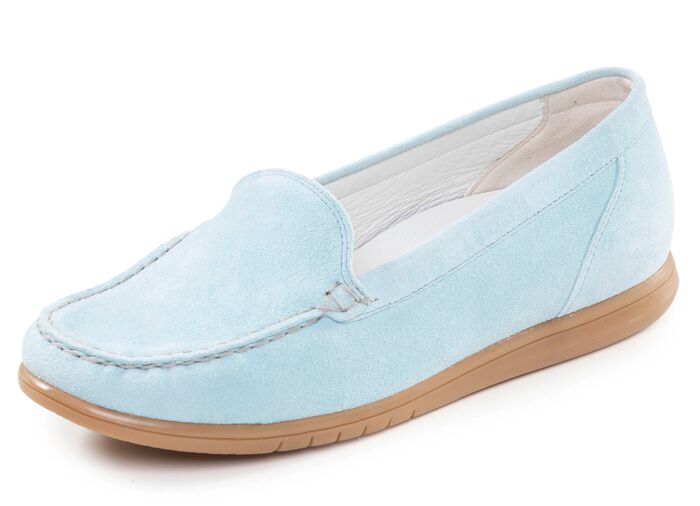 Waldl&auml;ufer, bequeme Damen-Slipper, Weite H, mit herausnehmbarem Fussbett BLEU
