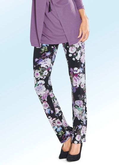 Weich, fliessende Hose mit florale Dessinierung 