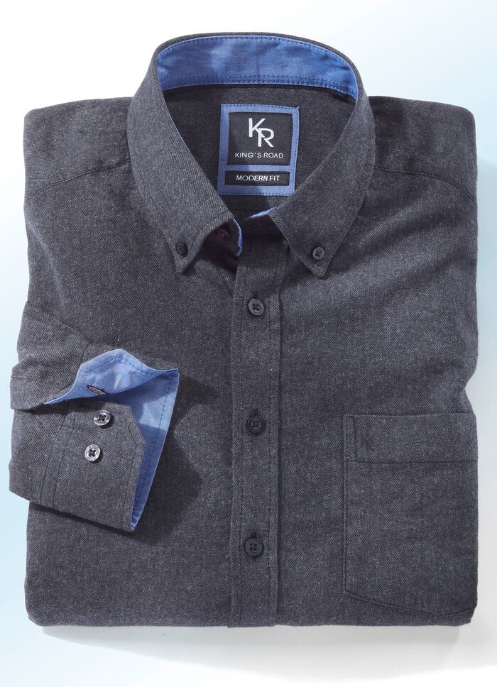&laquo;King's Road&raquo;-Flanellhemd in 6 Farben ANTHRAZIT MELIERT