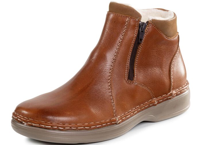 GINO GALANTE, gef&uuml;tterte Herren-Stiefeletten, Winterschuhe, mit Wolle COGNAC