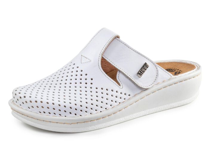 Mubb, sommerliche Damen-Clogs, Weite H, mit herausnehmbarem Fussbett WEISS
