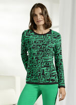 Pullover in modischem Jacquard-Dessin GRÜN-SCHWARZ