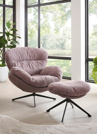 Gem&uuml;tlicher Loungesessel mit Hocker 