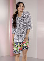 Laurina Nachthemd, knielang mit Bord&uuml;rendruck 