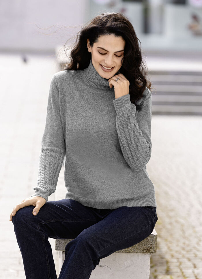 Pullover mit Kaschmir  GRAU MELIERT