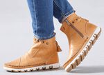 Gemini Mokassin-Stiefelette aus Rind-Nappaleder mit Knitter-Struktur GELB