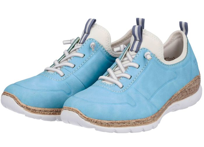 Rieker Sneaker mit Elastik-Zierschn&uuml;rung HELLBLAU-WEISS