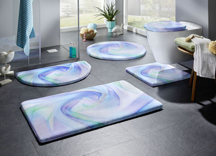 Traumhaft weiche, bedruckte Badvorleger GRÜN-VIOLETT