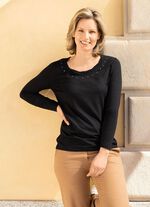 Shirt mit charmanter Verarbeitung in 2 Farben SCHWARZ