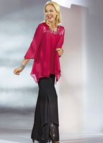 Doppellagig gearbeitete schwarze Hose SCHWARZ