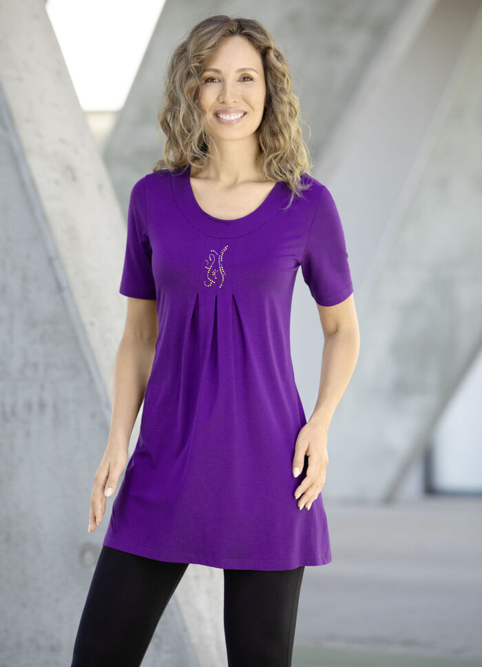 Geschmackvolles Longshirt in 2 Farben LILA