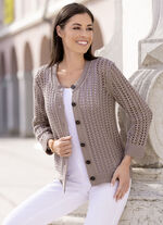 Strickjacke in Netzoptik TAUPE