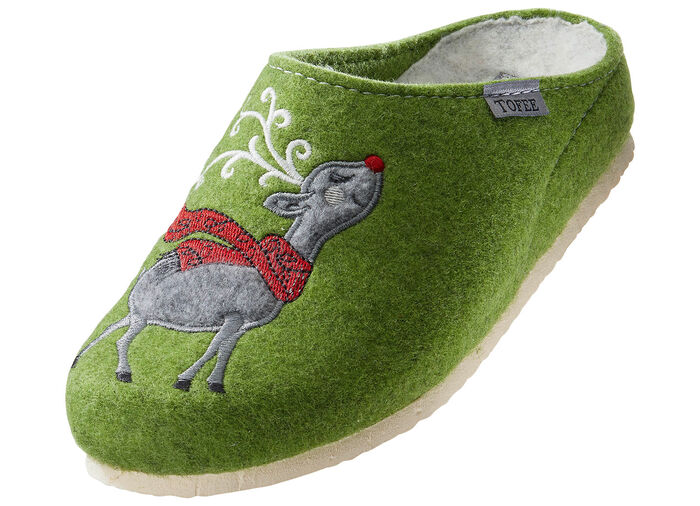 Flauschig warmer und kuscheliger Hausschuh GRÜN