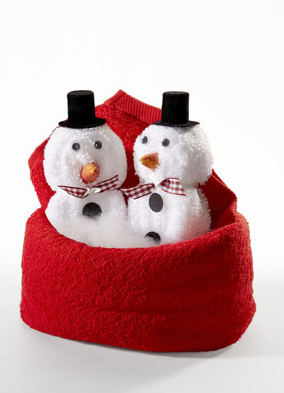 Frottier-Schneemannpaar aus 100% Baumwolle 