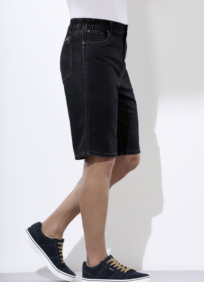 Jeans-Bermudas mit Dehnbundeinsätzen in 3 Farben SCHWARZ