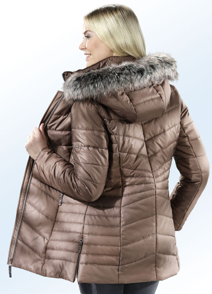 Jacke mit abnehmbarem Kunstpelz-Besatz
