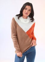 Pullover in superflauschiger Qualität CAMEL-ORANGE-WOLLWEISS