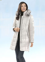 Kurzmantel mit Nappaleder-Imitatpaspelierungen KITT