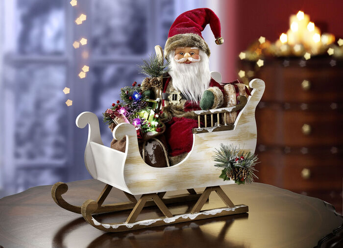 Beleuchteter Weihnachtsmann mit Schlitten 