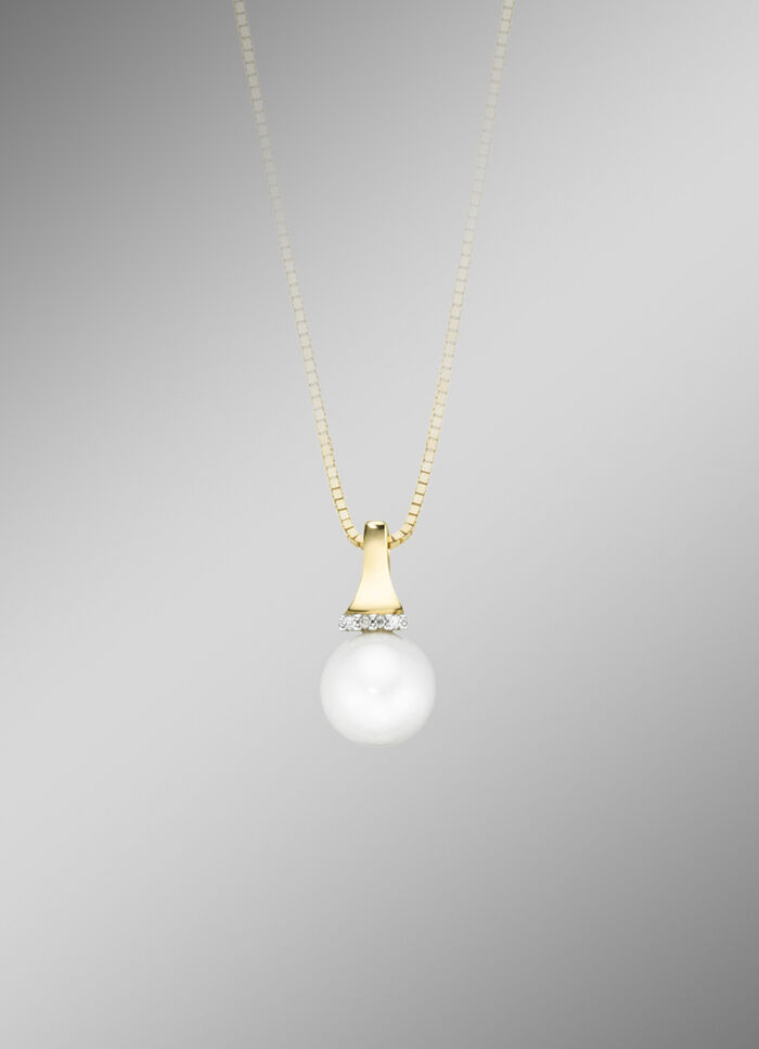 Anhänger mit Süsswasser-Zuchtperle und Brillanten 
