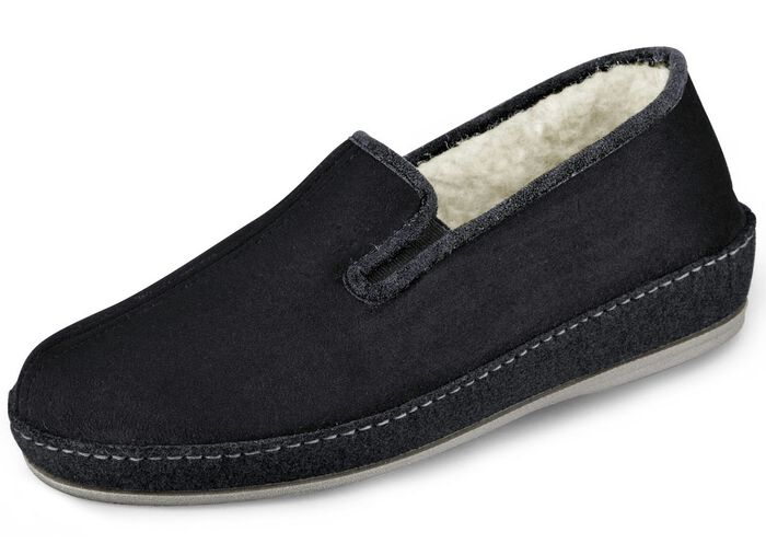 Gefütterte Herren-Hausschuhe, mit Schurwolle SCHWARZ