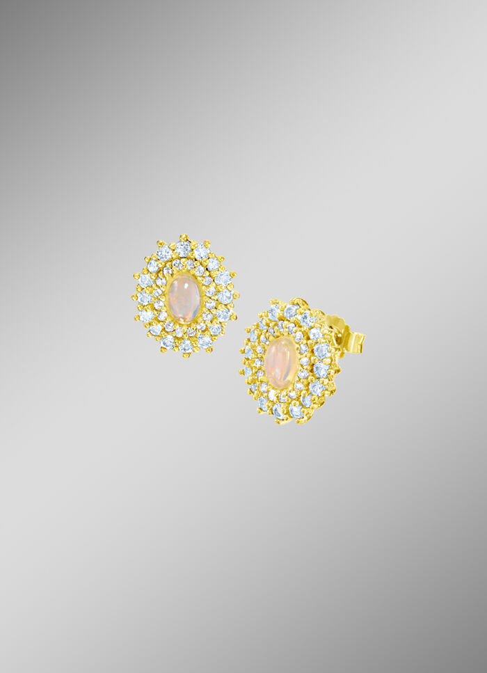 Ohrstecker mit Weisstopas, Blautopas und Opal