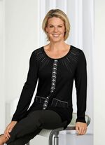 Shirt mit ausgefallenem Druck-Dessin in 3 Farben SCHWARZ