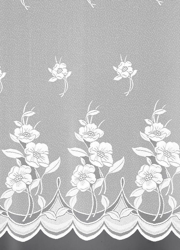 Blumenfenster-Store mit Blumengirlanden