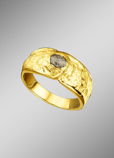 Handgearbeiteter Partnerring mit Roh-Diamant 