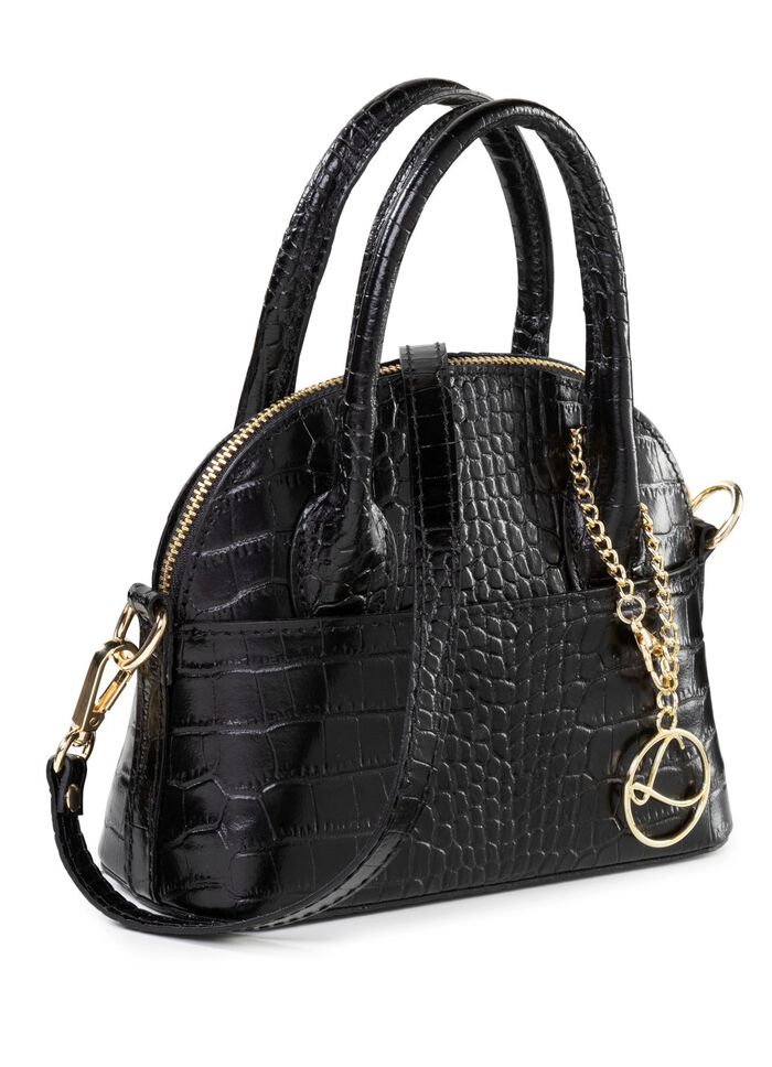Laurina Mini-Tasche mit Reptilpr&auml;gung SCHWARZ