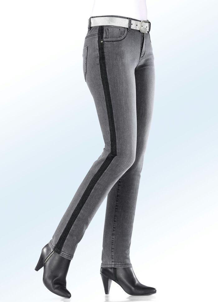 Magic-Jeans mit angesagtem Galonstreifen DUNKELGRAU