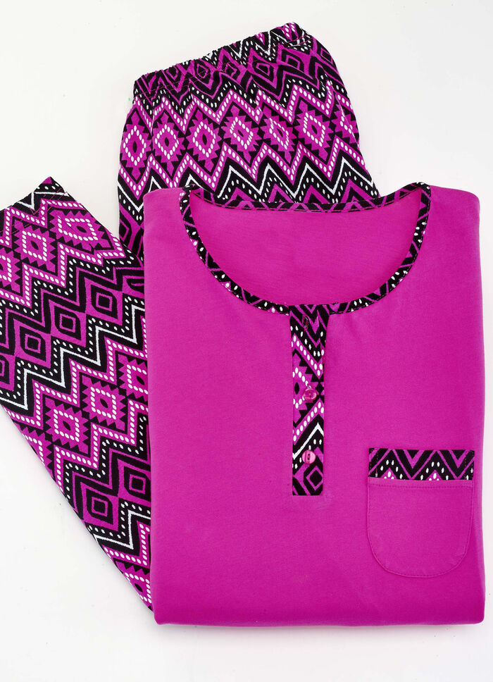 Zweierpack Pyjamas mit Brusttasche und Knopfleiste 1X PINK,1X BLAU