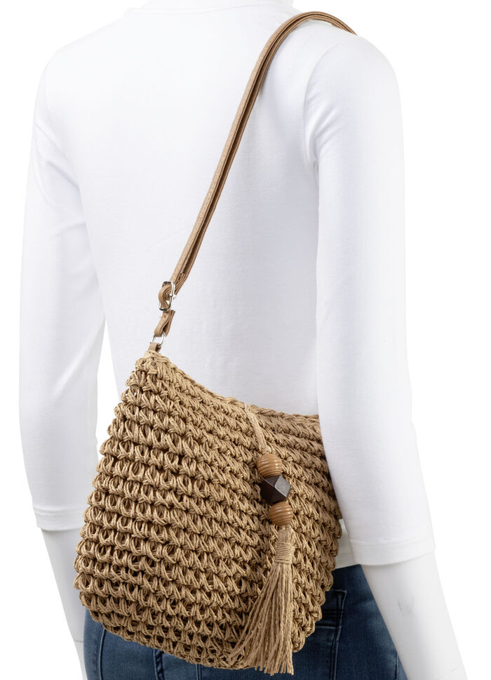 Sommerliche Tasche, Damen, mit verstellbarem Umhängeriemen NATURBRAUN