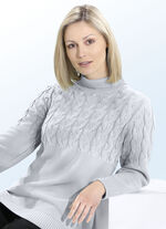 Pullover mit Zopfmuster HELLGRAU