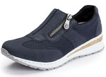 Rieker Slipper aus weichem Nubuk- und Textilmaterial DUNKELBLAU