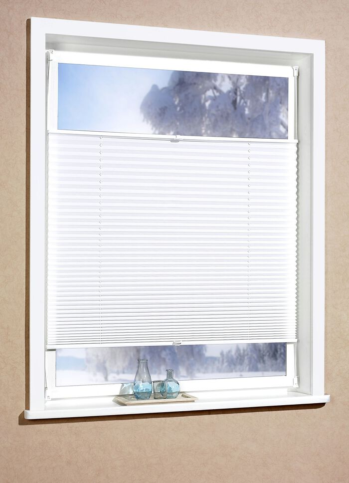 Plissee-Rollos für Montage am Fensterrahmen ohne Bohren WEISS