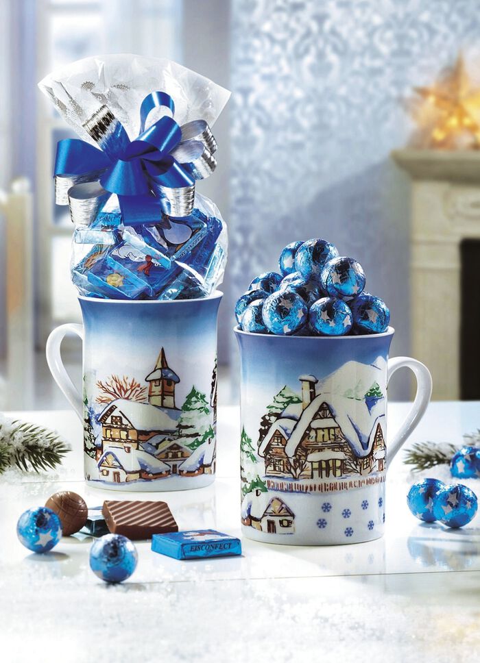 Tassen Winterlandschaft, 2er-Set, mit s&uuml;sser F&uuml;llung 