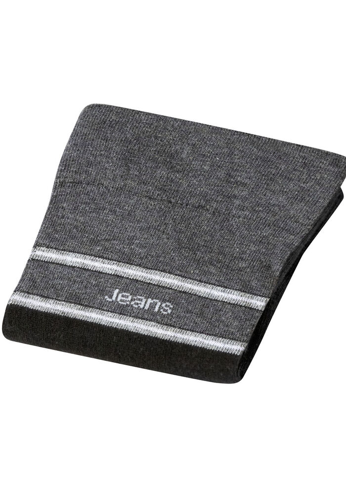 Fünferpack Socken mit druckfreiem Bund 3X SCHWARZ-GRAU MELIERT, 2X GRAU MELIERT-SCHWARZ